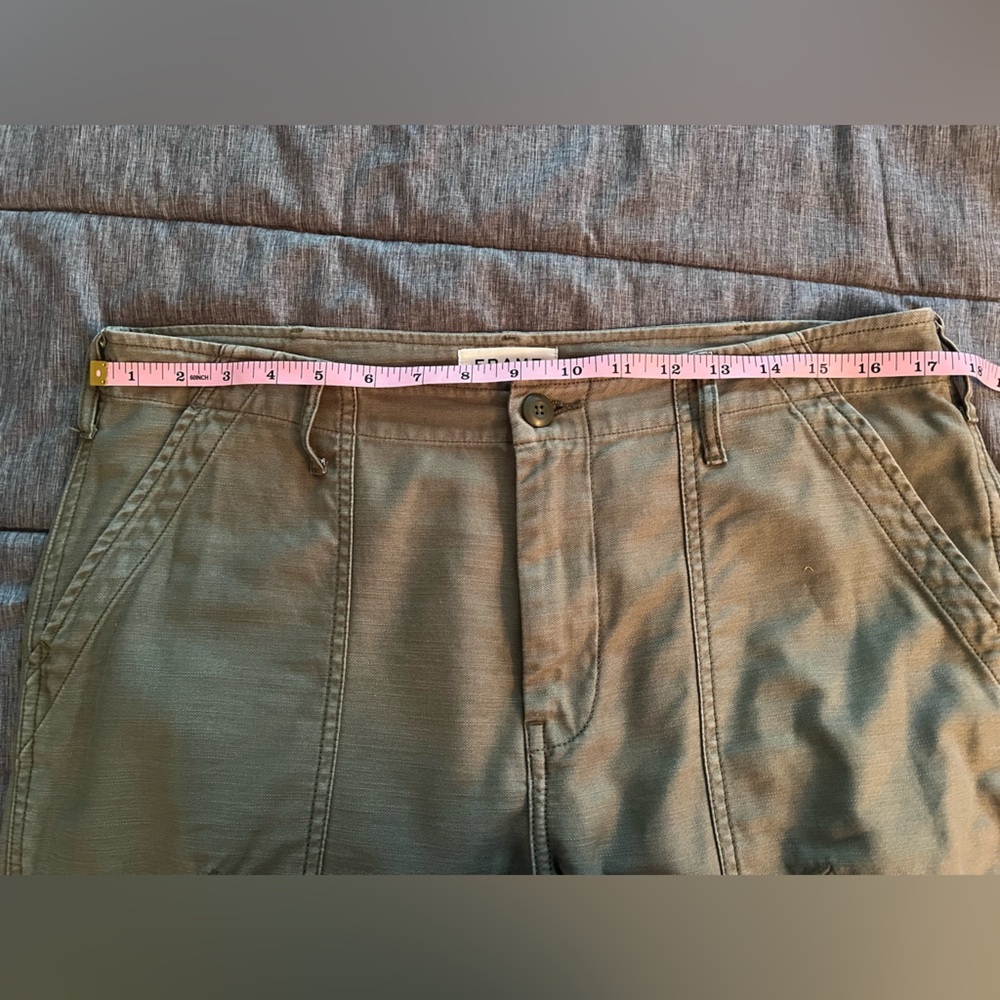 FRAME Cropped Cargo Utility Mid Rise Cargo Cotton Pants Military Green US 31 - Picture 8 of 10